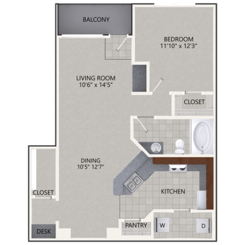 A2 1 Bed Apartment Cottonwood Ridgeview