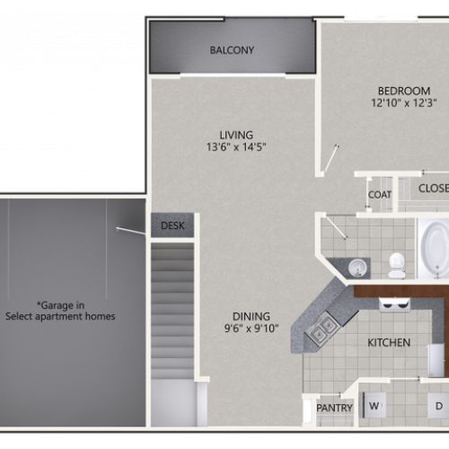 A2 1 Bed Apartment Cottonwood Ridgeview