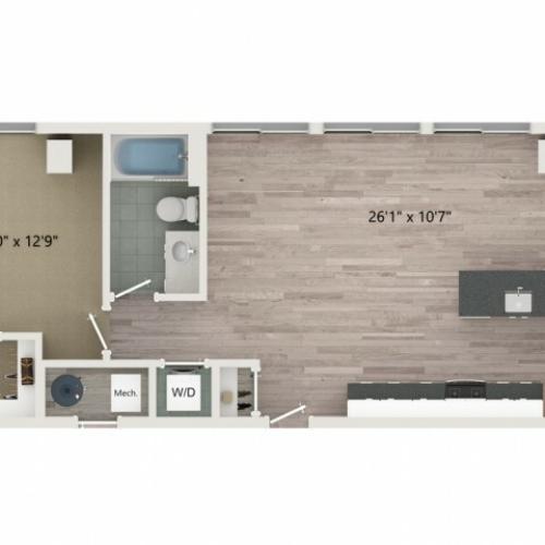 A11 Floor Plan | 1 Bedroom with 1 Bath | 814 Square Feet | Sugarmont | Apartment Homes