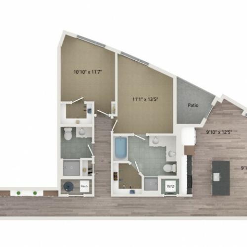 B9 Floor Plan | 2 Bedroom with 2 Bath | 1289 Square Feet | Sugarmont | Apartment Homes
