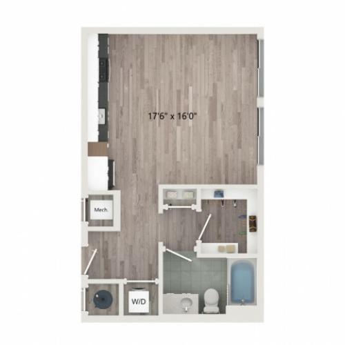 Studio S3 Floor Plan | Studio with 1 Bath | 550 Square Feet | Sugarmont | Apartment Homes