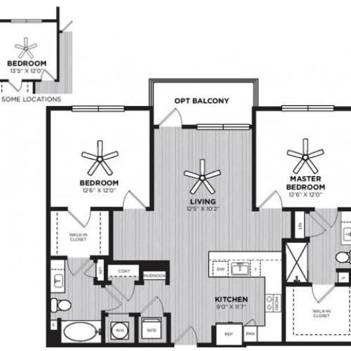Cupola Floor Plan | 2 Bedroom with 2 Bath | 1151 Square Feet | Alton Optimist Park | Apartment Homes