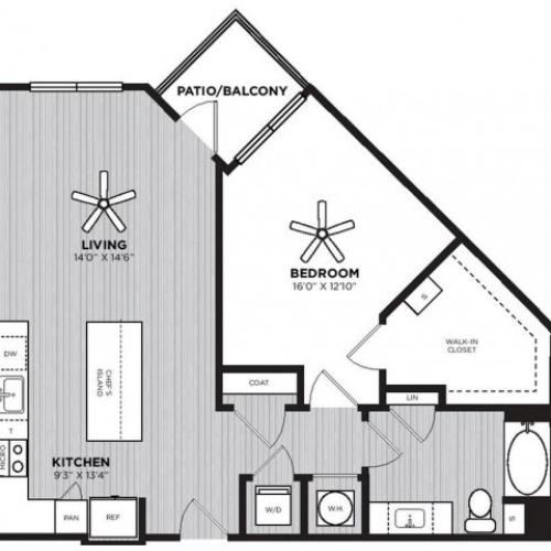 Calliope Floor Plan | 1 Bedroom with 1 Bath | 873 Square Feet | Alton Optimist Park | Apartment Homes