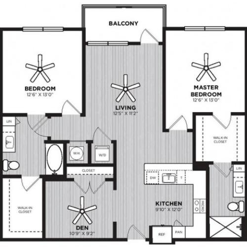 Westinghouse Floor Plan | 2 Bedroom with 2 Bath | 1293 Square Feet | Alton Optimist Park | Apartment Homes