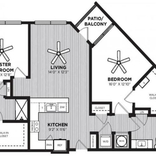 Peddler Floor Plan | 2 Bedroom with 2 Bath | 1242 Square Feet | Alton Optimist Park | Apartment Homes
