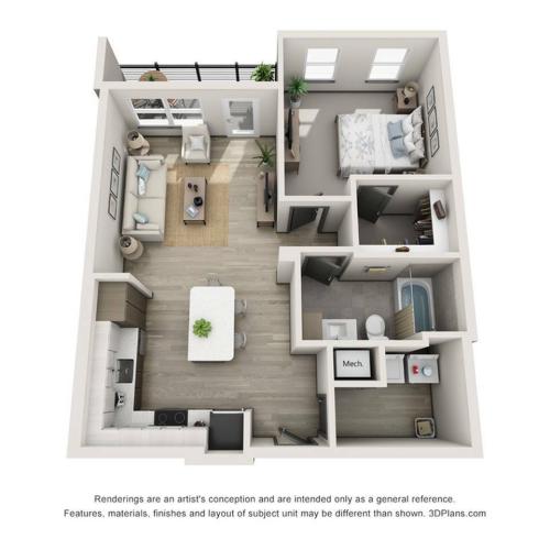 Lido II - A3 Floor Plan | 1 with 1 Bath | 785 Square Feet | Harbour at Westshore | Apartment Homes