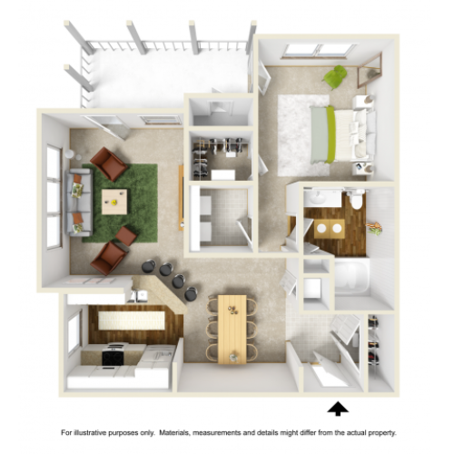 Lily Floor Plan | 1 Bedroom with 1 Bath | 792 Square Feet | Summer Park | Apartment Homes