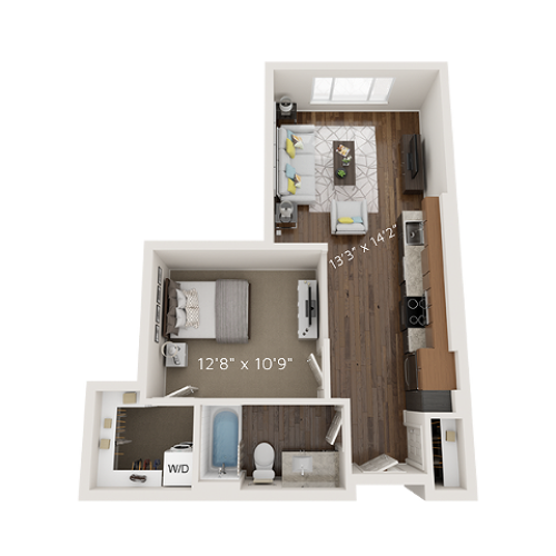 A1 Floor Plan | 1 Bedroom with 1 Bath | 567 Square Feet | Park Avenue  | Apartment Homes