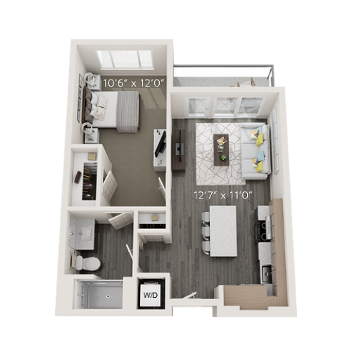 A3 Floor Plan | 1 Bedroom with 1 Bath | 592 Square Feet | Park Avenue  | Apartment Homes