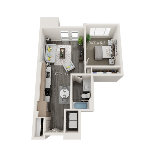 A5 Floor Plan | 1 Bedroom with 1 Bath | 591 Square Feet | Park Avenue  | Apartment Homes