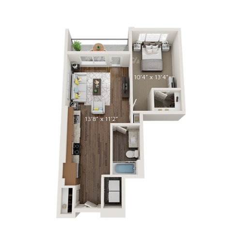 A6 Floor Plan | 1 Bedroom with 1 Bath | 610 Square Feet | Park Avenue  | Apartment Homes