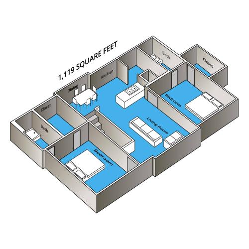 1119 square feet
