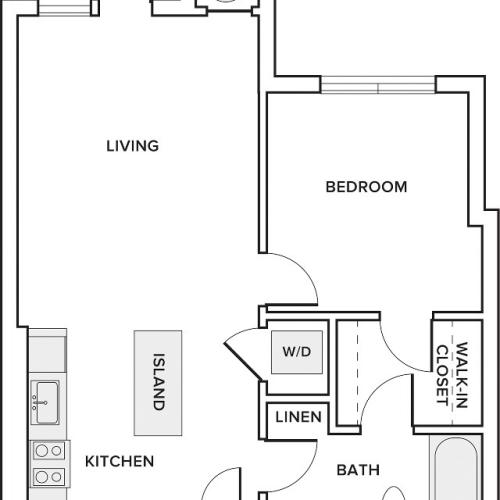 736 square foot one bedroom one bath apartment floorplan image