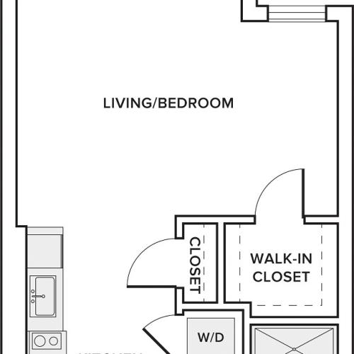 602 square foot studio one bath floor plan image