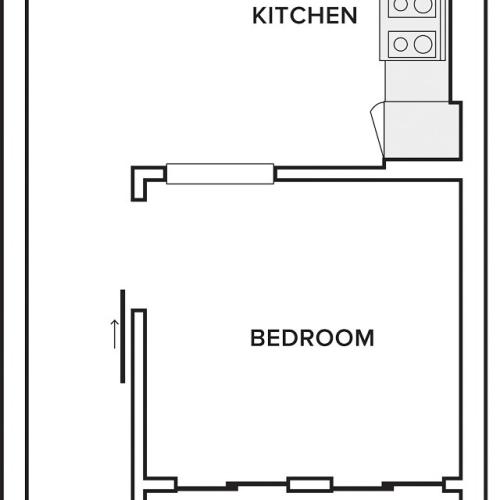 615 square foot one bedroom one bath apartment floorplan image