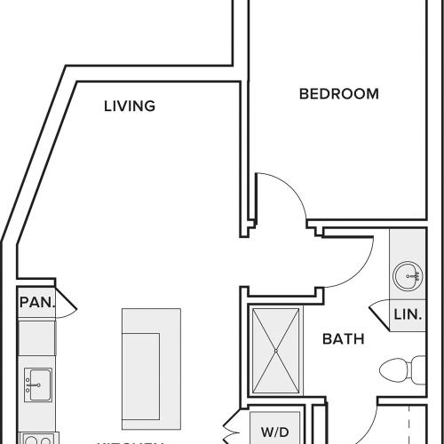 675 square foot one bedroom one bath floor plan image