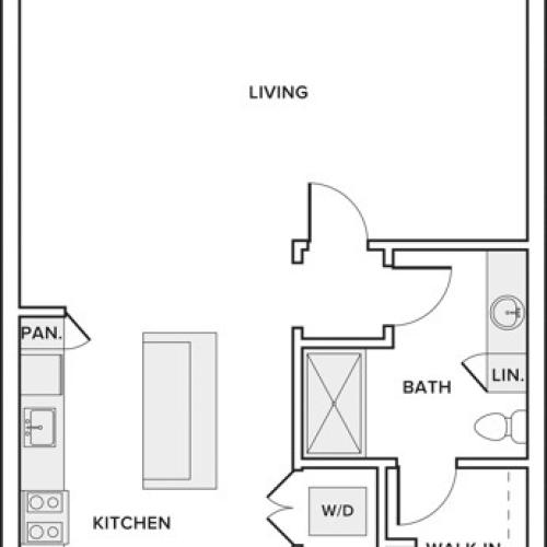 766 square foot one bedroom one bath floor plan image