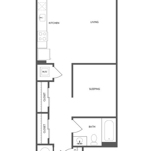 587 square foot studio one bath floor plan image