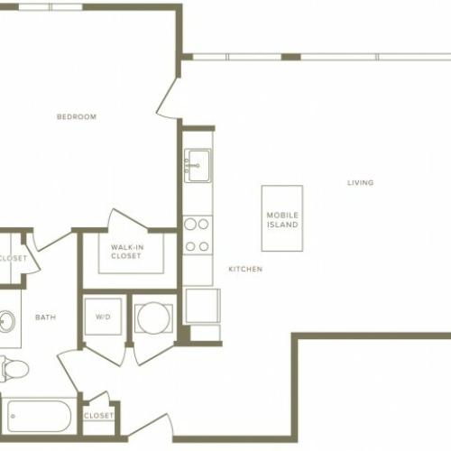 818 square foot one bedroom one bath apartment floorplan image