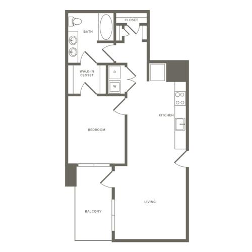 778 square foot one bedroom one bath apartment floorplan image