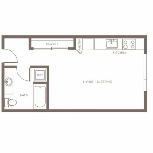 444 square foot studio one bath floor plan image