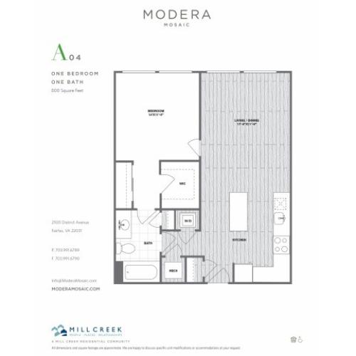 800 square foot one bedroom one bath apartment floorplan image