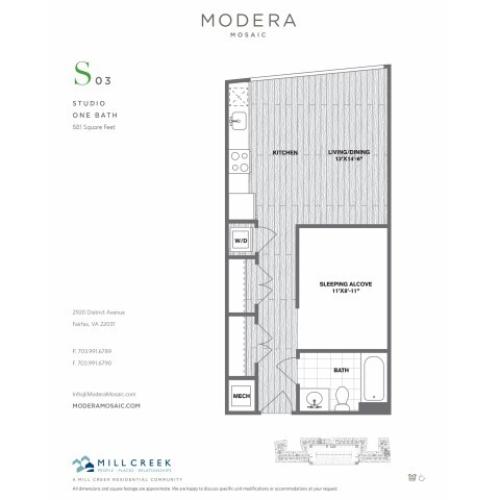 581 square foot studio one bath floor plan image