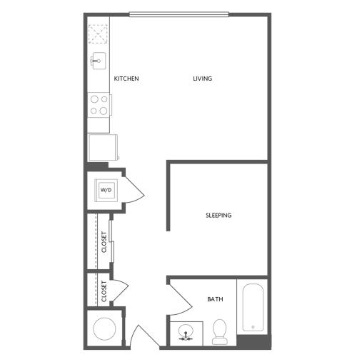 510 square foot studio one bath floor plan image