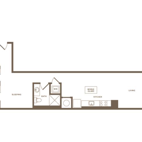 820 square foot studio one bath apartment floor plan image
