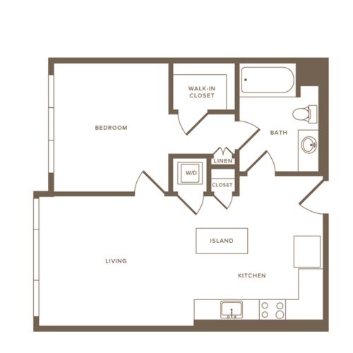 655 square foot one bedroom one bath floor plan image