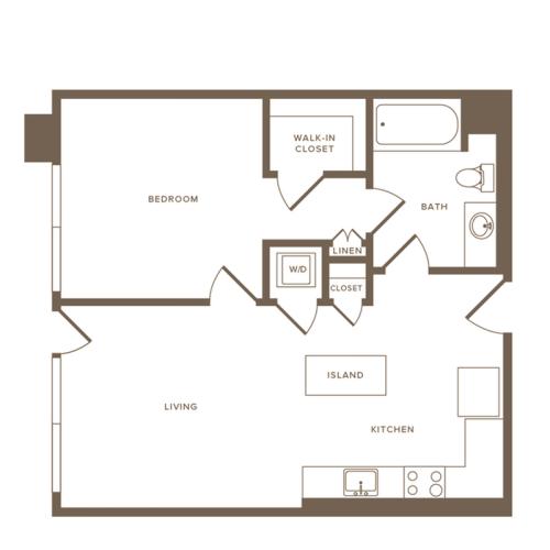 676 square foot one bedroom one bath floor plan image