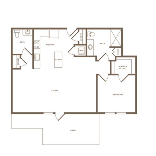 944 square foot two bedroom two bath floor plan image