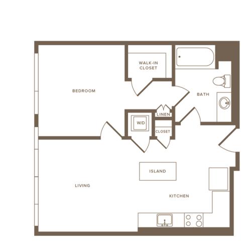 655 square foot one bedroom one bath floor plan image