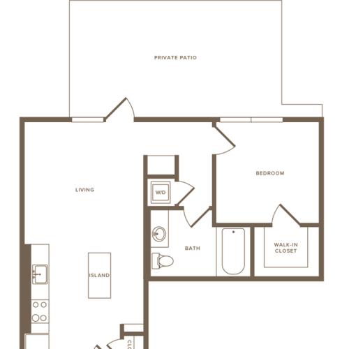665 square foot one bedroom one bath floor plan image