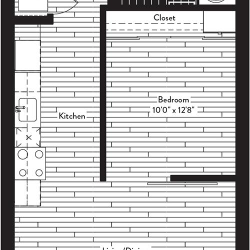 585 square foot one bedroom one bath floor plan image