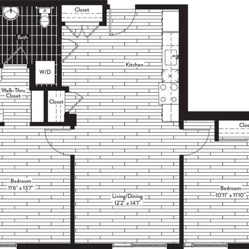 878 square foot two bedroom one bath floor plan image