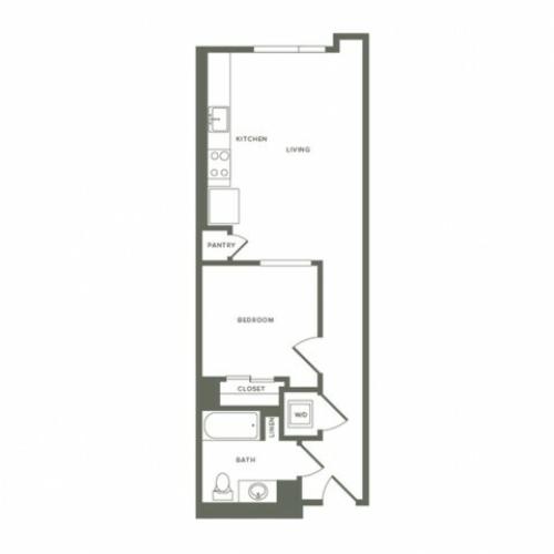 605 to 695 square foot one bedroom one bath floor plan image