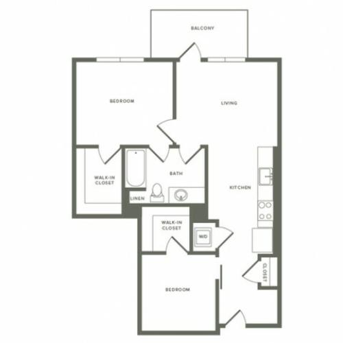 869 square foot two bedroom one bath floor plan image
