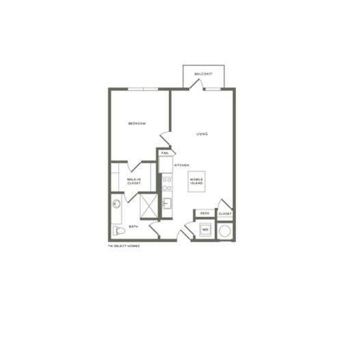 738 to 775 square foot one bedroom one bath apartment floorplan image