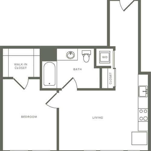 632 square foot one bedroom one bath floor plan image