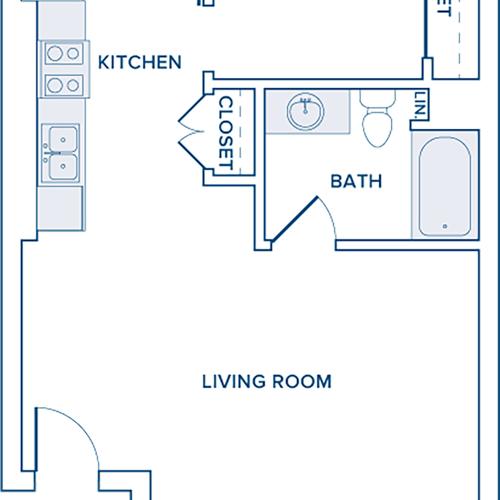 763 to 832 square foot one bedroom loft one bath apartment floorplan image