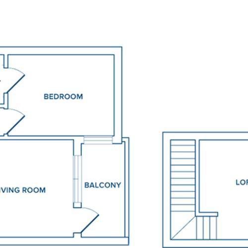 828 square foot one bedroom loft one bath apartment floorplan image