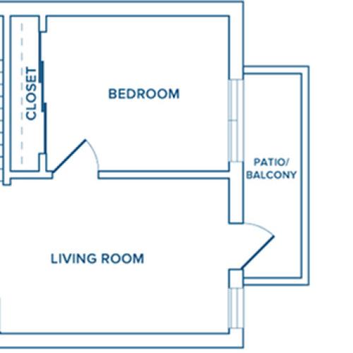 909-981 square foot two bedroom loft one bath apartment floorplan image