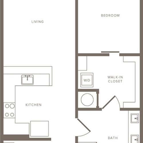 829 square foot one bedroom one bath apartment floorplan image