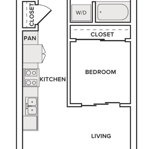 550 square foot one bedroom one bath apartment floorplan image