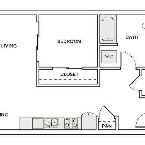 550 square foot one bedroom one bath apartment floorplan image