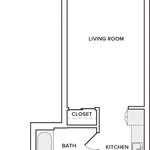 511-518 square foot studio one bath floor plan image