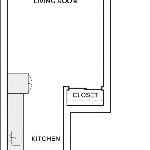 511-518 square foot studio one bath floor plan image