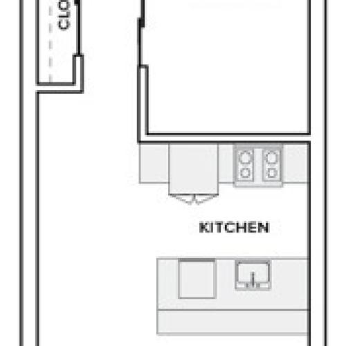 621 to 768 square foot one bedroom one bath apartment floor plan image in Redmond, WA