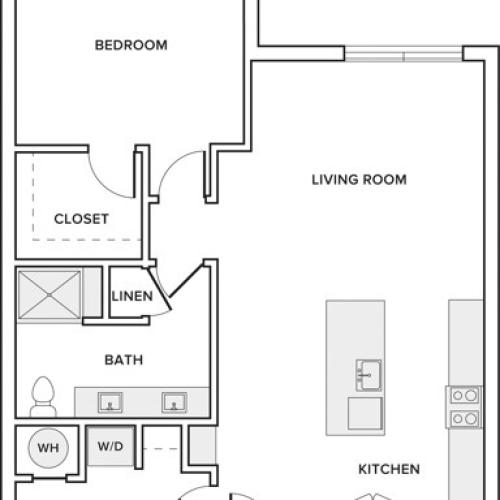 1066 square foot one bedroom one bath apartment floorplan image